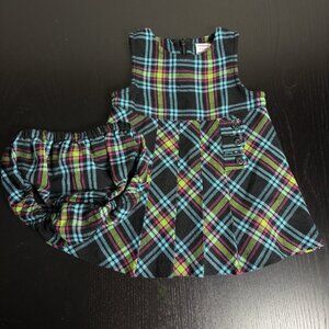 Vintage GYMBOREE Baby Girl 3-6M Plaid Jumper Dress Head of the Class Y2K 2001